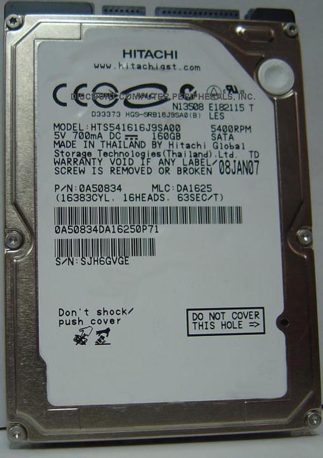 Hitachi GST Travelstar 5K160 HTS541616J9SA00 (0A28844) 160GB 5400