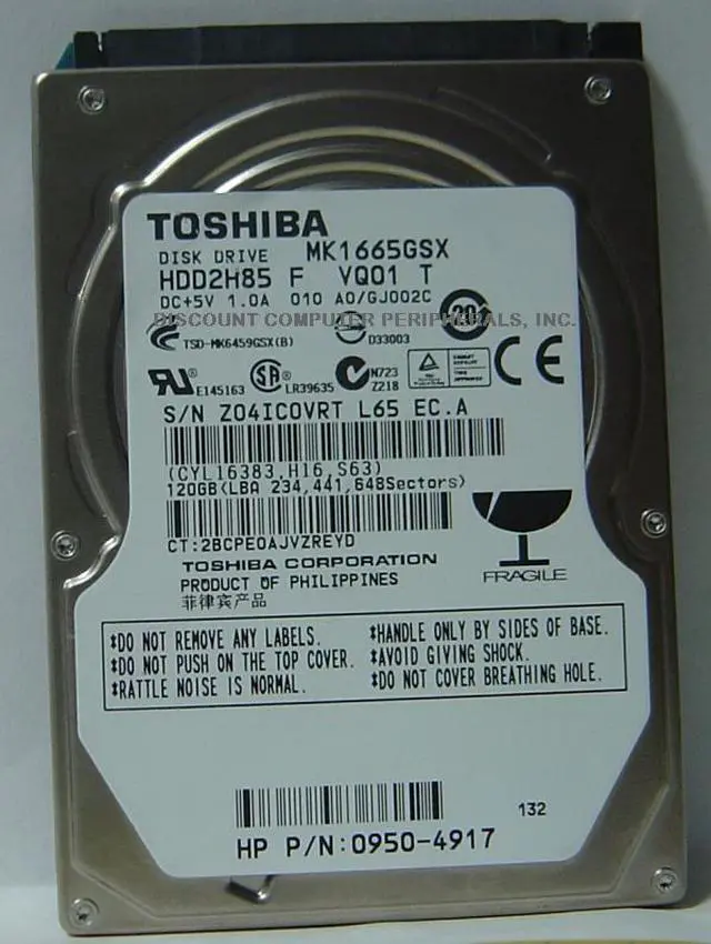 Alt view image 5 of 5 - TOSHIBA MK1665GSX 160GB 5400 RPM 8MB Cache SATA 3.0Gb/s 2.5" Internal Notebook Hard Drive Bare Drive