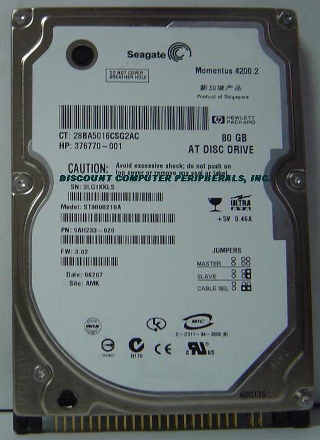 Seagate Momentus 4200.2 ST9808210A 80GB 4200 RPM 8MB Cache IDE