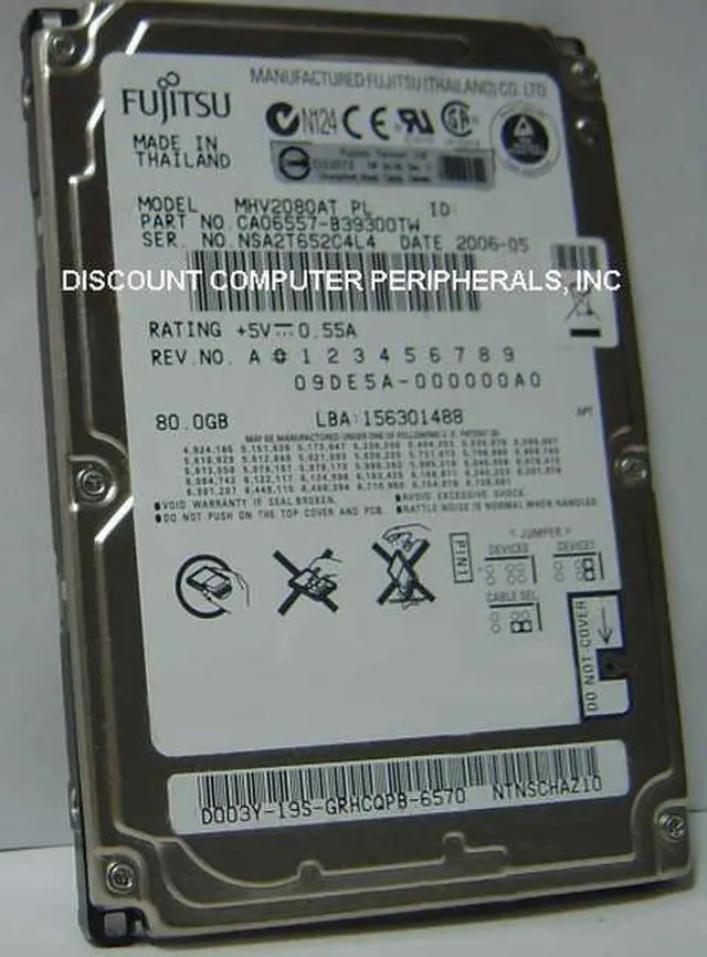 Alt view image 3 of 3 - Fujitsu MHV2080AT 80GB 4200 RPM 8MB Cache IDE Ultra ATA100 / ATA-6 2.5" High Shock Tolerance Notebook Hard Drive Bare Drive