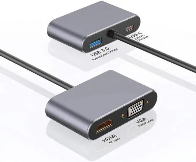 Alt view image 2 of 5 - C USB 3.1 to USB-C 4K  USB 3.0 Adapter Cable 4in 1 Hub For Macbook Pro