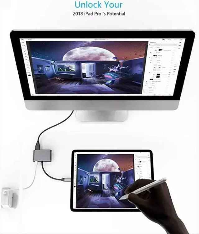 Alt view image 2 of 5 - C USB 3.1 To USB-C 4K  USB 3.0 Adapter Cable 4in 1 Hub For Macbook Pro For Computer Projector