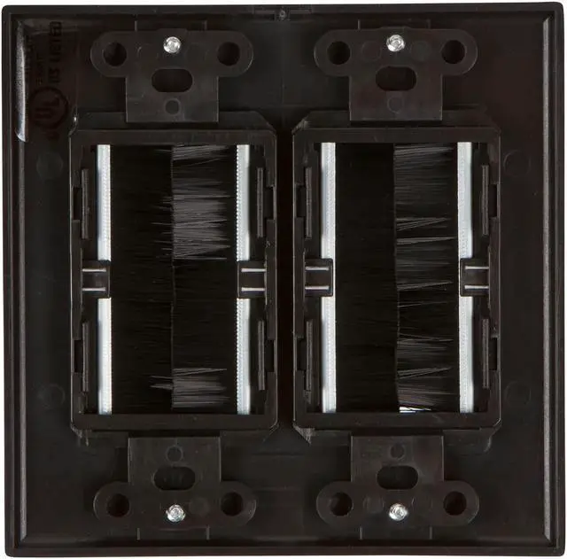 Alt view image 2 of 4 - Buyer's Point Dual Brush Wall Plate [UL Listed] (Black) - 2 Pack