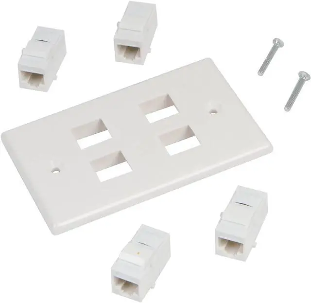 Alt view image 3 of 6 - Buyer's Point 4 Port Cat6 Wall Plate, Female-Female White -1 Pack