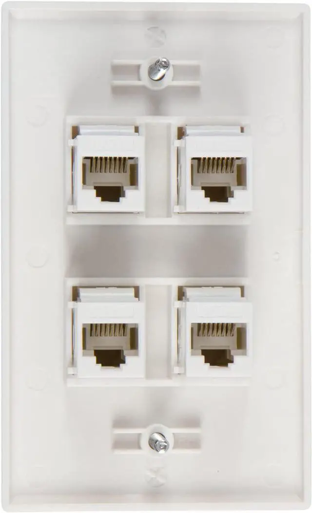 Alt view image 2 of 6 - Buyer's Point 4 Port Cat6 Wall Plate, Female-Female White -1 Pack