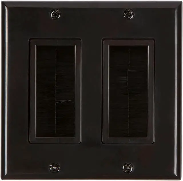 Main image of Buyer's Point Dual Brush Wall Plate [UL Listed] (Black) - 2 Pack