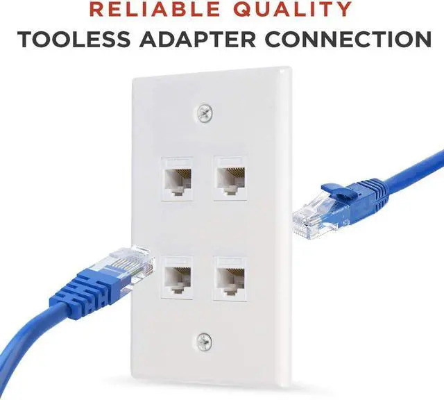 Alt view image 6 of 6 - Buyer's Point 4 Port Cat6 Wall Plate, Female-Female White -1 Pack