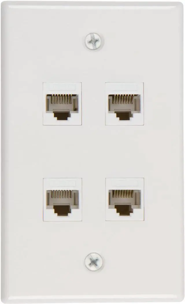 Main image of Buyer's Point 4 Port Cat6 Wall Plate, Female-Female White -1 Pack
