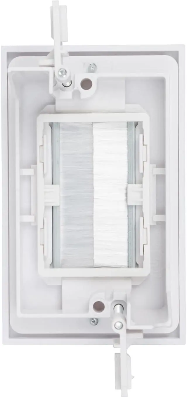 Alt view image 4 of 6 - Buyer's Point Brush Wall Plate w/Built in Mounting Bracket, Decora Style, Cable Pass Through Insert for Wires, Single Gang Cable Access Strap, Wall Socket for HDTV, HDMI, Home Theater (White)