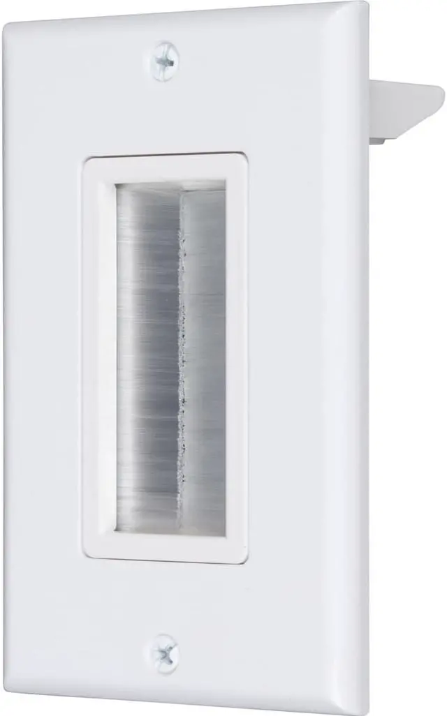 Alt view image 6 of 6 - Buyer's Point Brush Wall Plate w/Built in Mounting Bracket, Decora Style, Cable Pass Through Insert for Wires, Single Gang Cable Access Strap, Wall Socket for HDTV, HDMI, Home Theater (White)