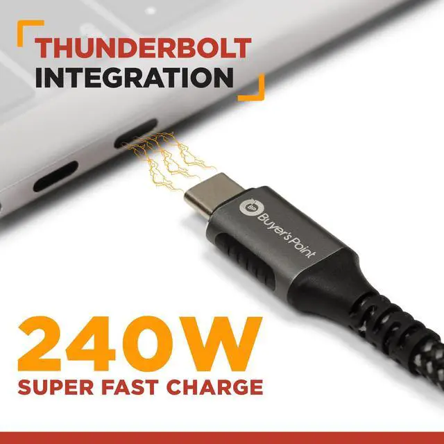 Alt view image 2 of 6 - BUYER'S POINT USB C 4 Cable | 3.3 Ft | 1 Meter, Plug-and-Play with up to 40Gbps 240 W Charging for one 8k or two 4k Home Media Devices, Compatible with Thunderbolt 4 & 3, USB 4 & More  1 Pack