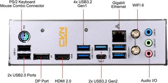 Alt view image 6 of 7 - Colorful CVN Z590M GAMING FROZEN V20 LGA 1200(Intel11th/10th Gen) Micro ATX Motherboard (Wi-Fi 6, PCIe 4.0, 10+2 Power Stages, Dual M.2 Slot, 1000M LAN, 6X SATA 6.0 Gb/s Ports, ARGB Sync)