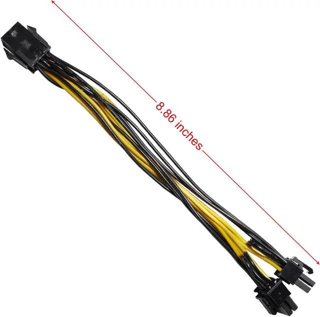 Alt view image 7 of 7 - Segotep 6 Pin to 2 X 8 Pin (6+2) PCIe Adapter Power Cable PCI Express Y-Splitter Extension Cable 9 Inches 6 Pack