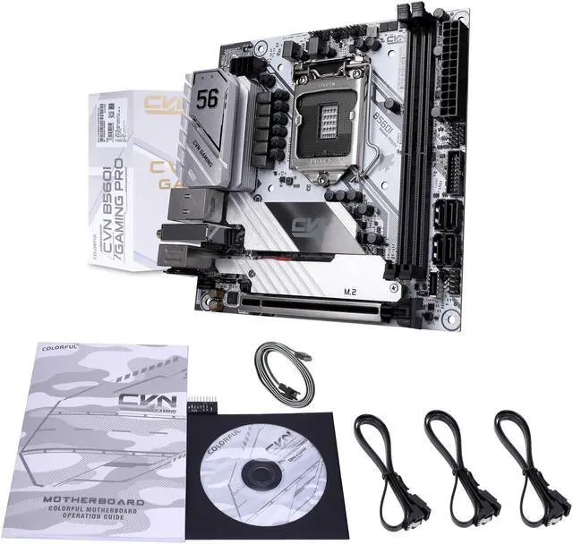 Alt view image 6 of 6 - Colorful CVN B560I Gaming Frozen V20 Motherboard (Mini-ITX, 11th/10th Gen Intel Core, WiFi 6, PCIe 4.0, LGA 1200, M.2 Slot, USB 3.2 Gen 2 Type-C, DDR4, DP/HDMI Port, White Gaming Motherboard)