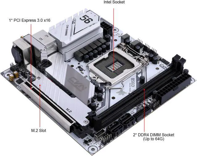 Alt view image 2 of 6 - Colorful CVN B560I Gaming Frozen V20 Motherboard (Mini-ITX, 11th/10th Gen Intel Core, WiFi 6, PCIe 4.0, LGA 1200, M.2 Slot, USB 3.2 Gen 2 Type-C, DDR4, DP/HDMI Port, White Gaming Motherboard)