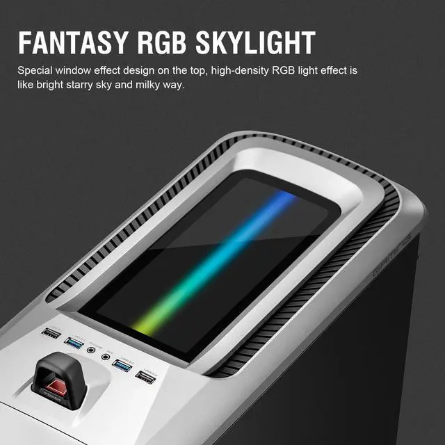 Alt view image 4 of 6 - Segotep M600 Gaming ATX Mid Tower PC Case with Separate Magnetic Power Switch, RGB Skylight, Tempered Glass Side Panel, Supports up to 6 Fans