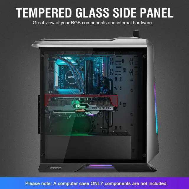 Alt view image 3 of 6 - Segotep M600 Gaming ATX Mid Tower PC Case with Separate Magnetic Power Switch, RGB Skylight, Tempered Glass Side Panel, Supports up to 6 Fans