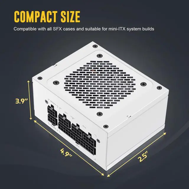Alt view image 4 of 7 - Segotep GF750 750W SFX Power Supply Fully Modular 80+ Gold PSU, Silent 80mm FDB Fan
