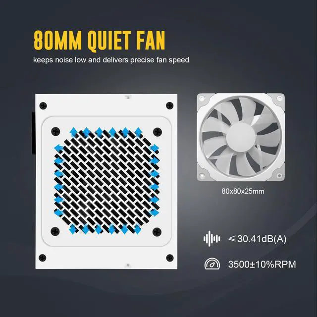 Alt view image 5 of 7 - Segotep GF750 750W SFX Power Supply Fully Modular 80+ Gold PSU, Silent 80mm FDB Fan