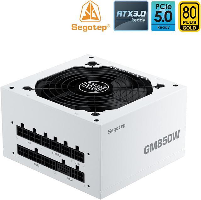 Segotep 850W White PCIe 5.0 Full Modular 80 Plus Gold PSU ATX 3.0 Gaming  Power Supply, 12VHPWR Cable, 12+4PIN port and Dual 6+2Pin ports for  Different