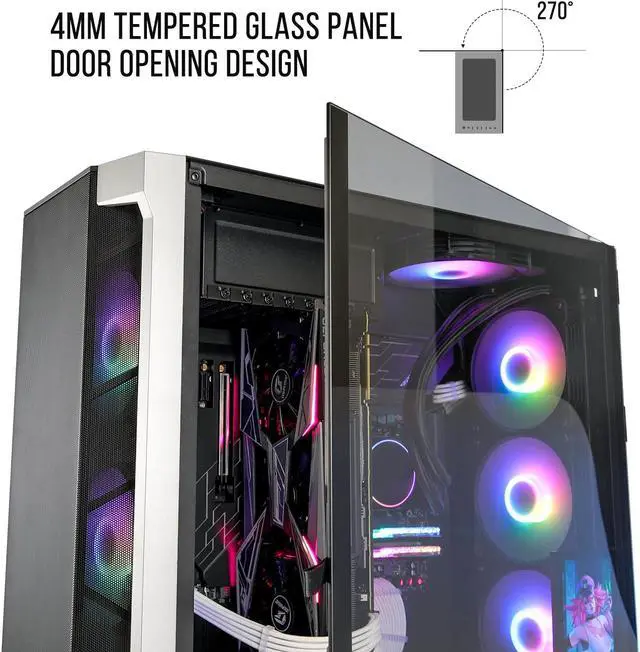 Alt view image 5 of 7 - Segotep Phoenix T1 E-ATX Full-Tower PC Gaming Case,  GPU Vertical Mounting, Support Dual 360mm Water Cooling Radiators, Supports up to 7 Fans, Tempered Glass Side Panel, Front I/O USB 3.0 Type-C Port