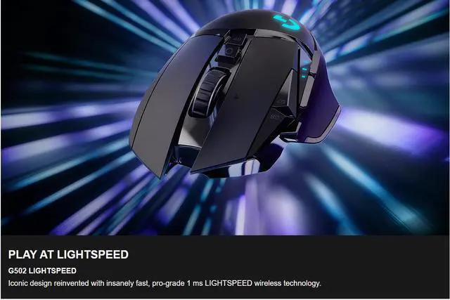 Alt view image 6 of 8 - Logitech G502 LIGHTSPEED Wireless Gaming Mouse with HERO Sensor and Tunable Weights