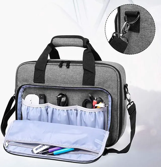 Alt view image 2 of 7 - Projector CaseProjector Bag with Accessories Storage Pockets Compatible with Most Major ProjectorsMedium1375 x 105 x 45 Inches Gray