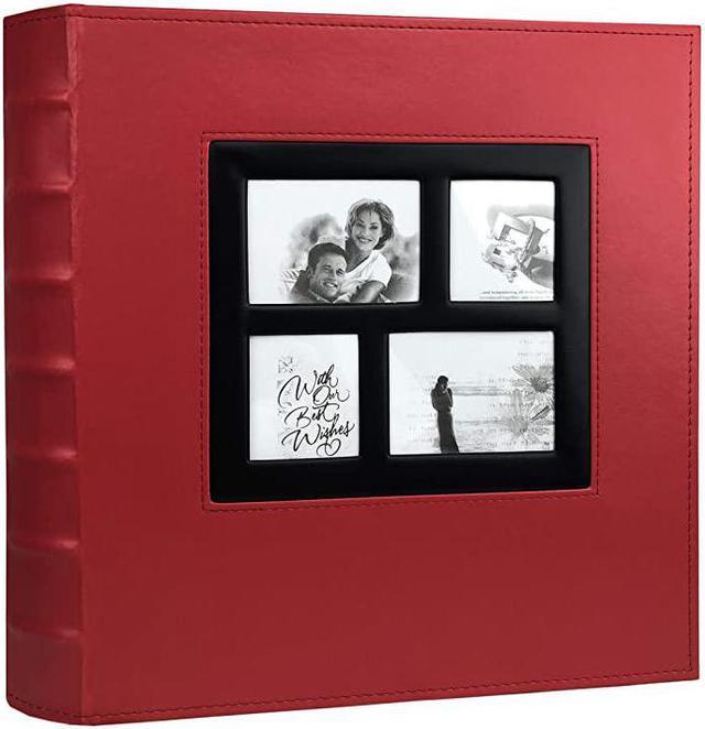 Photo Album 4x6 Holds 500 Photos Black Pages Large Capacity Leather Cover  Wedding Family Baby Photo Albums Book Horizontal and Vertical Photos (Red)  