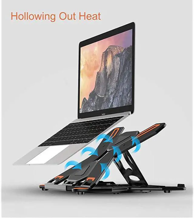 Alt view image 3 of 6 - Laptop Stand Adjustable Laptop Computer Stand MultiAngle Stand Phone Stand Portable Foldable Laptop Riser Notebook Holder Stand Compatible for 9 to 156 Laptops Black
