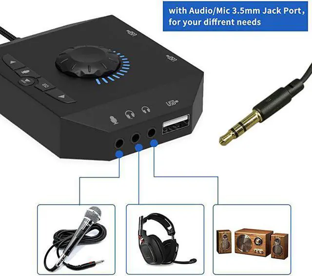 Alt view image 4 of 7 - USB Hub with Audio Adapter  External Sound Card with 35mm Headphone Microphone Jack and Volume Control 3 Port USB Hub for Laptop PC HDD Disk