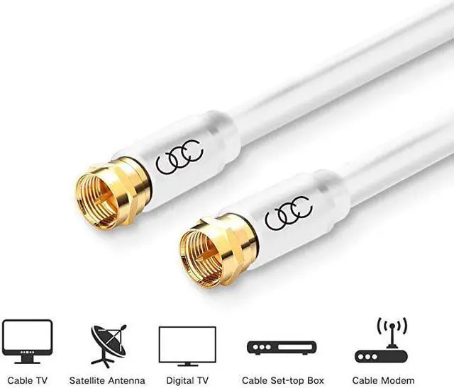 Alt view image 2 of 5 - Cable Triple Shielded CL3 inWall Rated Gold Plated Connectors 12ft RG6 Digital Audio Video with Male F Connector Pin 12 Feet