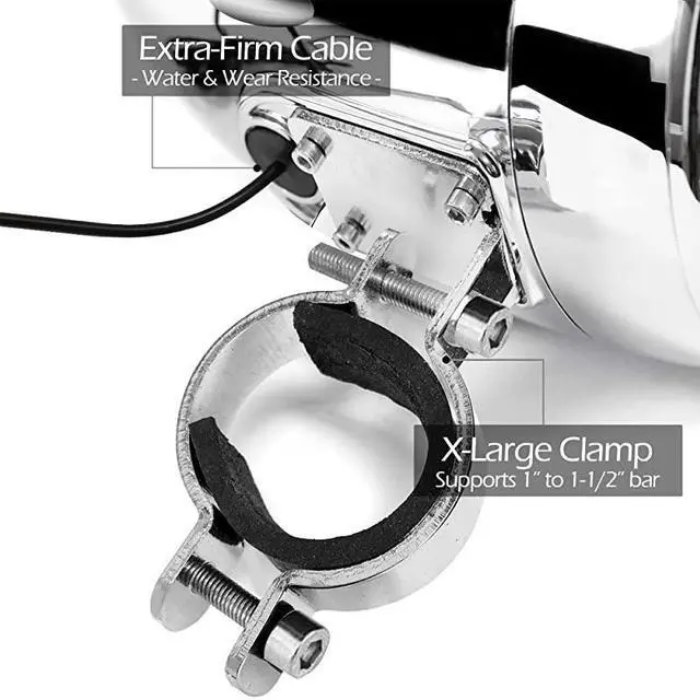 Alt view image 6 of 7 - TN4R Amplifier 4 Full Range Waterproof Bluetooth Motorcycle Stereo Speakers 1 to 15 in Handlebar Mount Audio Amp System Harley Touring Cruiser ATV UTV RZR AUX FM Radio TN4R Chrome