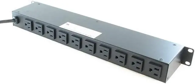 Alt view image 3 of 7 - MS2015 20 Outlet 19 Inch Wide Rack Mount Power Strip Distribution Unit PDU 15 Amp 120V15A 15ft Power Cord 1U Rackmount