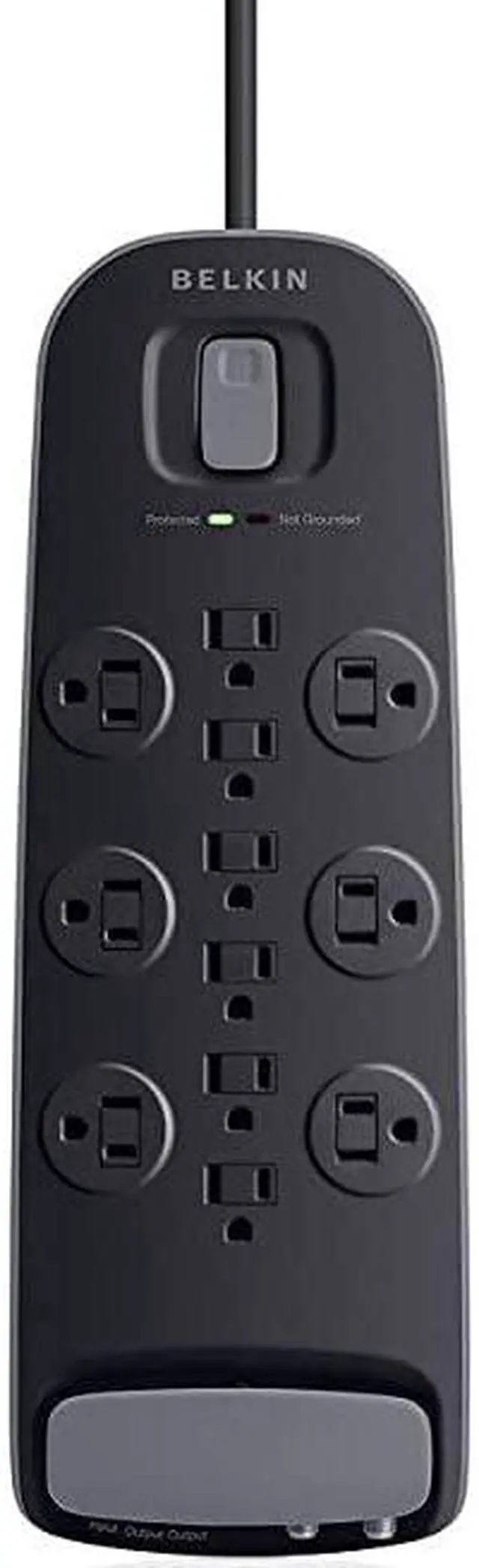 Main image of 12Outlet Power Strip Surge Protector wFlat Plug 8ft Cord Ideal for Computers Home Theatre Appliances Office Equipment 4000 Joules