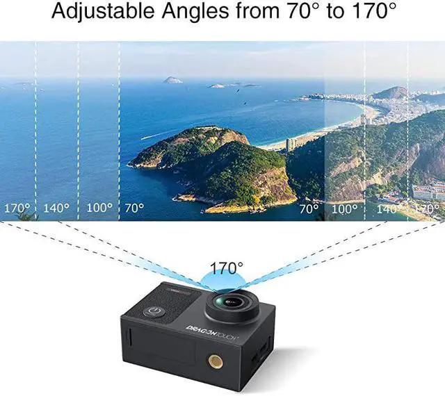 Alt view image 4 of 6 - 4K Action Camera Touch Screen 16MP Vision 3 Pro 100 feet Waterproof Camera Adjustable View Angle WiFi Sports Camera with Remote Control and Helmet Accessories Kit