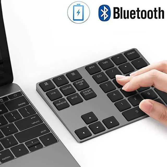 Main image of Bluetooth Number Pad  Aluminum Rechargeable Wireless Numeric Keypad Slim 34Keys External Numpad Keyboard Data Entry Compatible for Macbook MacBook AirPro iMac Windows Laptop Surface Pro etc