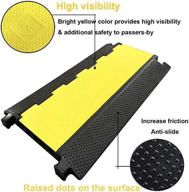 Alt view image 3 of 7 - 5 Channel Rubber Cable Protector Ramp Traffic Speed Bump 18000lbs Capacity Heavy Duty Cable Protective Cover Ramp Driveway Hose Cord Track Protector Wires Concealer wFlipOpen Top Cover