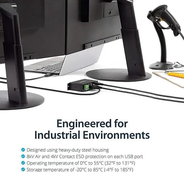 Alt view image 3 of 7 - com 4Port Industrial USB 20 Hub with ESD Protection Mountable Multiport Hub ST4200USBM