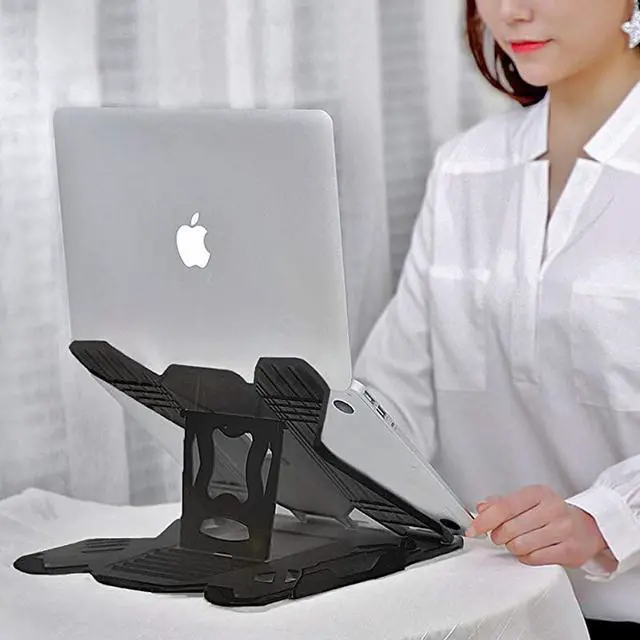 Alt view image 6 of 6 - Laptop Stand Adjustable Laptop Computer Stand MultiAngle Stand Phone Stand Portable Foldable Laptop Riser Notebook Holder Stand Compatible for 9 to 156 Laptops Black