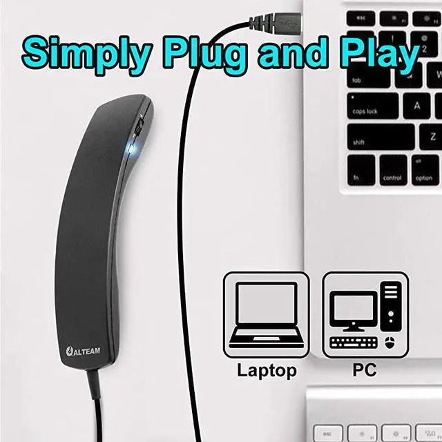 Alt view image 2 of 7 - Wired Portable USB Handset Plug and Play with 2 Meter Long Cable for Softphone Retro Style Lightweight 78g Volume Control Microphone Mute for Skype Voip Office Desktop PC Laptop Call Center