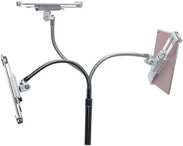 Alt view image 4 of 7 - Compact Security HeightAdjustable Rotating Tablet Stand with Gooseneck Locking Wheels for 714 TabletsiPad 102Inch 7th 8th Gen iPad Pro 129 Gen 3 iPad Air 3 More Black