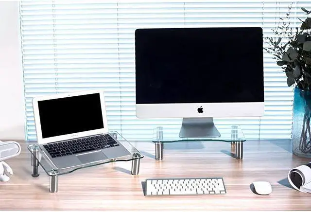 Alt view image 4 of 7 - Pack Computer Monitor Riser with Height Adjustable Multi Media Desktop Stand for Flat Screen LCD LED TV LaptopNotebookXbox One