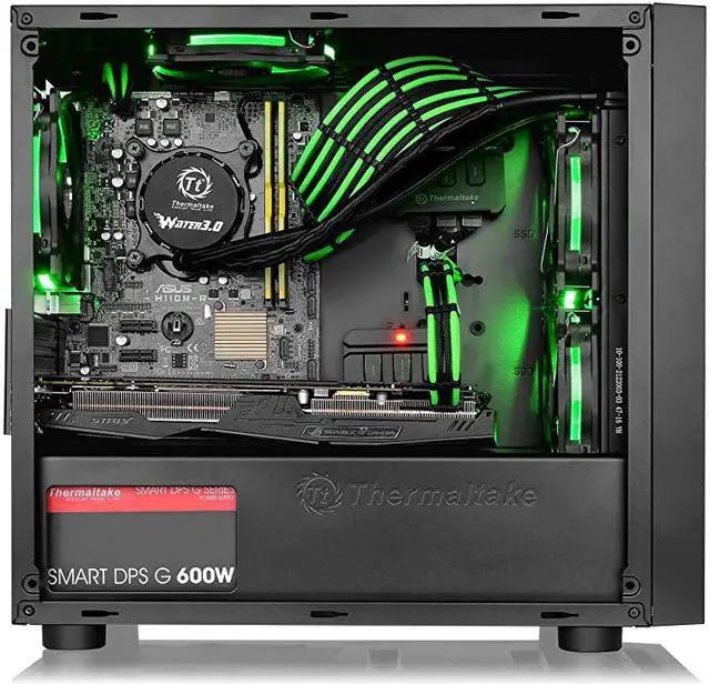 Alt view image 6 of 7 - Versa H18 Tempered Glass Black Spcc Micro ATX Gaming Computer Case CA-1J4-00S1WN-01