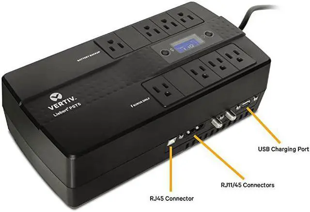 Alt view image 3 of 4 - Vertiv  PST5 850VA 500W UPS with Battery Backup amp Surge Protection Eight outlets and a ThreeYear Full Unit Warranty PST5850MT120