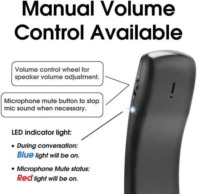 Alt view image 5 of 7 - Wired Portable USB Handset Plug and Play with 2 Meter Long Cable for Softphone Retro Style Lightweight 78g Volume Control Microphone Mute for Skype Voip Office Desktop PC Laptop Call Center