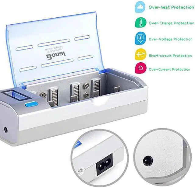 Alt view image 4 of 7 - LCD Universal Battery Charger for AA AAA C D 9V NiMH NiCD Rechargeable Batteries with Discharge Function