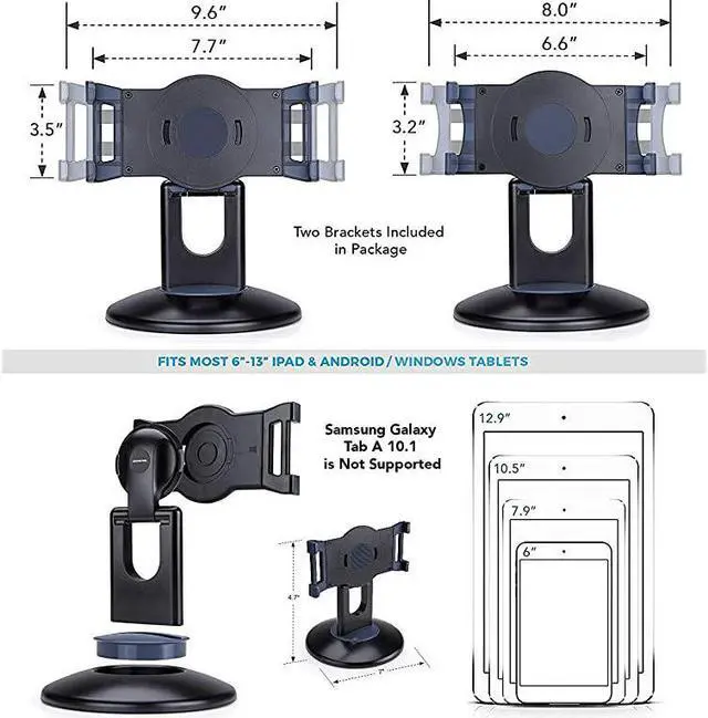 Alt view image 6 of 7 - Retail Kiosk iPad Stand 360° Rotating Commercial Tablet Stand 6135 iPad Mini Pro Business Tablet Holder Swivel Design for Store POS Office Showcase Reception Kitchen Desktop Black