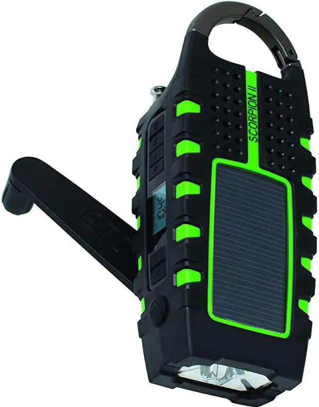 Alt view image 5 of 7 - Rugged Multipowered Portable Emergency Weather Radio amp Flashlight Green NSP101WXGR