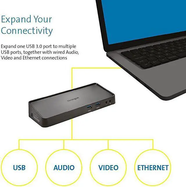 Alt view image 5 of 7 - USB 30 Dual Display Docking Station for Windows Mac OS Surface Pro amp Surface Laptop K33997WWBlack