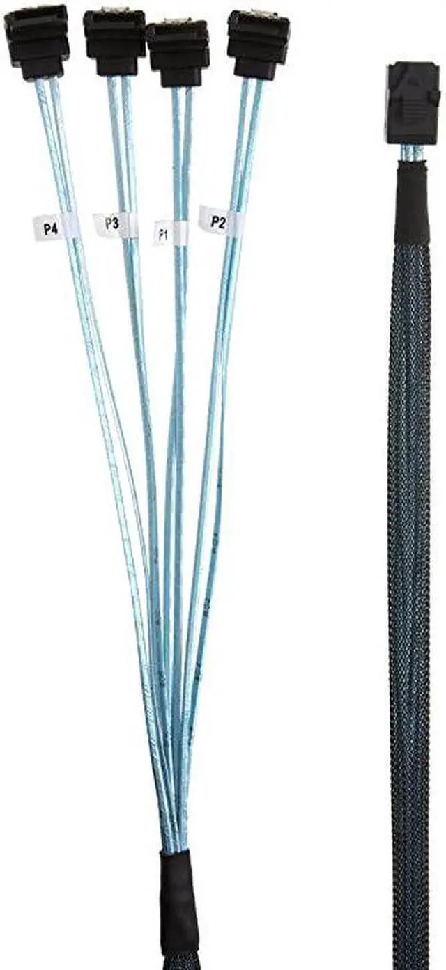 Alt view image 4 of 4 - Internal HD Mini SAS (SFF-8643 Host) - 4X SATA (Target) Angle Cable, SFF-8643 for Controller, 4 Sata Connect to Hard Drive, 0.5M / 1.6FT